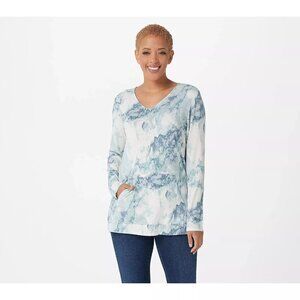 Susan Graver Women's Top Petite XS Cool Touch Knit Tunic Top Blue PXS A390444